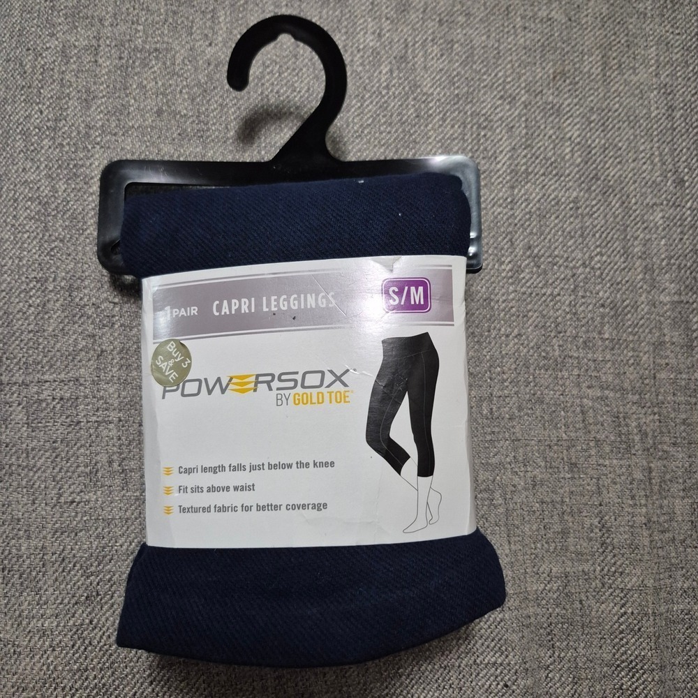 GOLDTOE Powersox Womens Navy Blue Capri Leggings Size S M